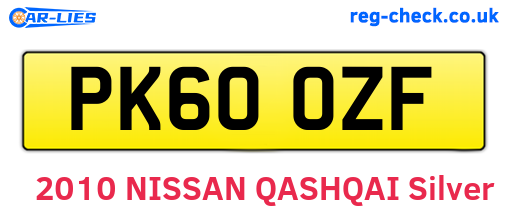 PK60OZF are the vehicle registration plates.