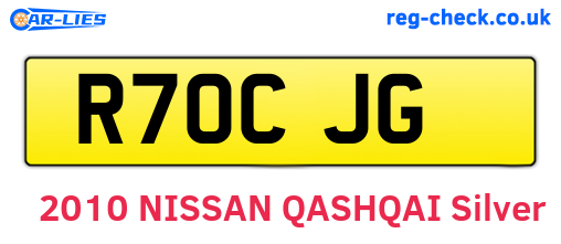 R70CJG are the vehicle registration plates.