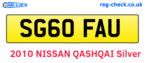 SG60FAU are the vehicle registration plates.