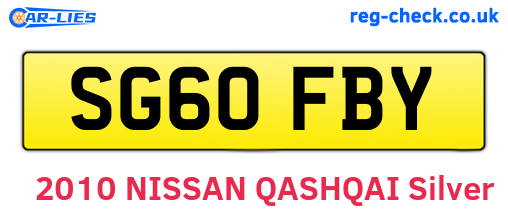SG60FBY are the vehicle registration plates.