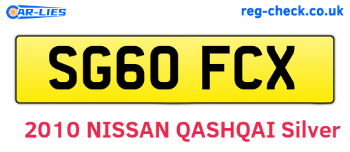 SG60FCX are the vehicle registration plates.