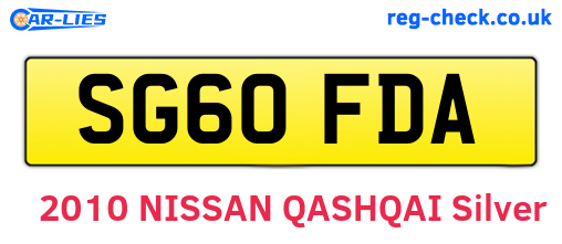 SG60FDA are the vehicle registration plates.