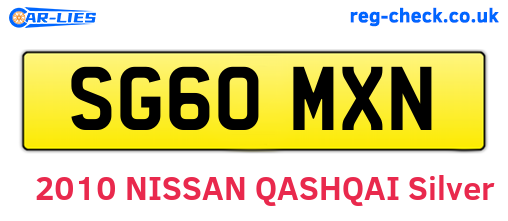 SG60MXN are the vehicle registration plates.