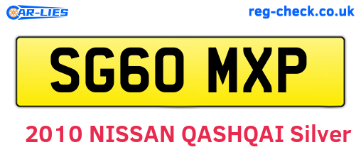SG60MXP are the vehicle registration plates.