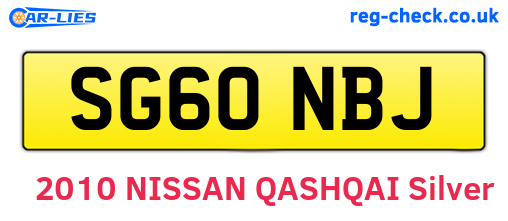 SG60NBJ are the vehicle registration plates.