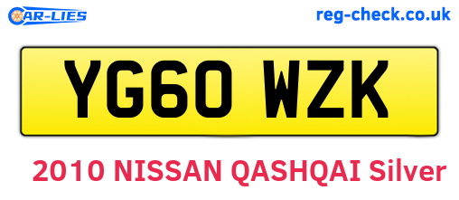 YG60WZK are the vehicle registration plates.