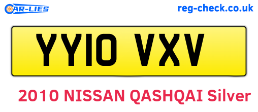 YY10VXV are the vehicle registration plates.