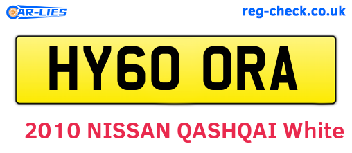 HY60ORA are the vehicle registration plates.