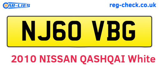 NJ60VBG are the vehicle registration plates.