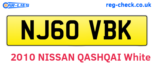 NJ60VBK are the vehicle registration plates.