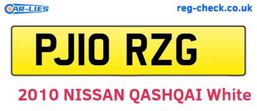 PJ10RZG are the vehicle registration plates.