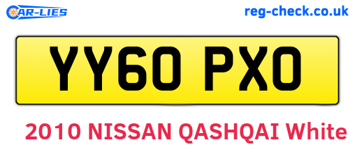 YY60PXO are the vehicle registration plates.
