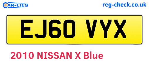 EJ60VYX are the vehicle registration plates.