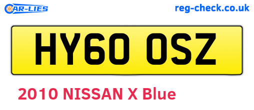 HY60OSZ are the vehicle registration plates.
