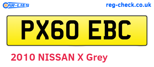 PX60EBC are the vehicle registration plates.