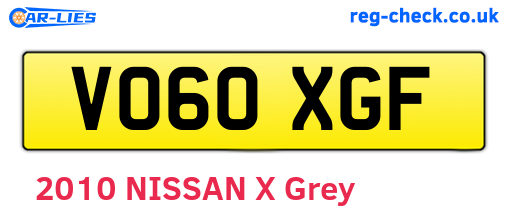 VO60XGF are the vehicle registration plates.