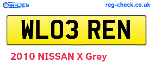 WL03REN are the vehicle registration plates.
