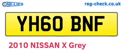 YH60BNF are the vehicle registration plates.