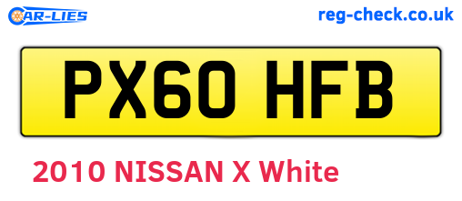 PX60HFB are the vehicle registration plates.