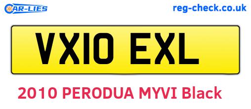 VX10EXL are the vehicle registration plates.