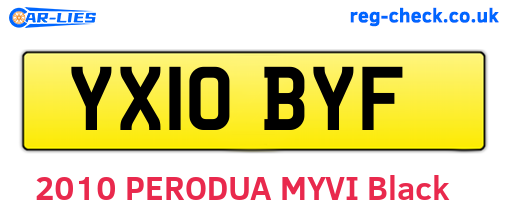 YX10BYF are the vehicle registration plates.