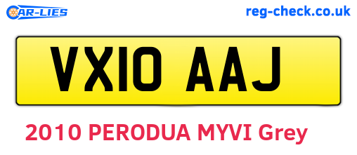 VX10AAJ are the vehicle registration plates.
