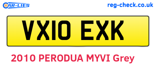 VX10EXK are the vehicle registration plates.