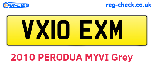 VX10EXM are the vehicle registration plates.