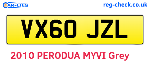 VX60JZL are the vehicle registration plates.