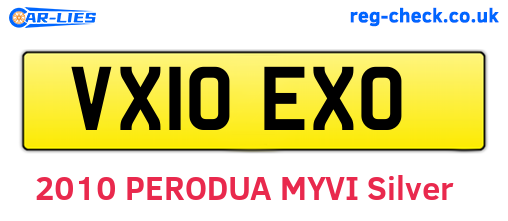VX10EXO are the vehicle registration plates.