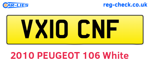 VX10CNF are the vehicle registration plates.