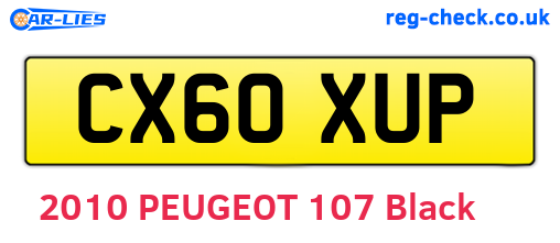 CX60XUP are the vehicle registration plates.