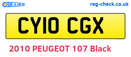 CY10CGX are the vehicle registration plates.