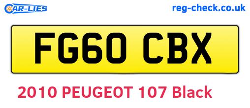 FG60CBX are the vehicle registration plates.