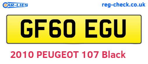 GF60EGU are the vehicle registration plates.