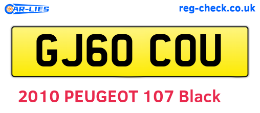 GJ60COU are the vehicle registration plates.