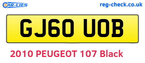 GJ60UOB are the vehicle registration plates.