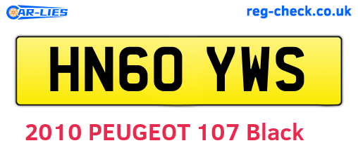 HN60YWS are the vehicle registration plates.