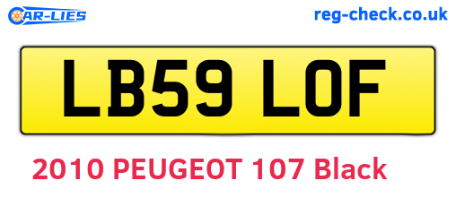 LB59LOF are the vehicle registration plates.