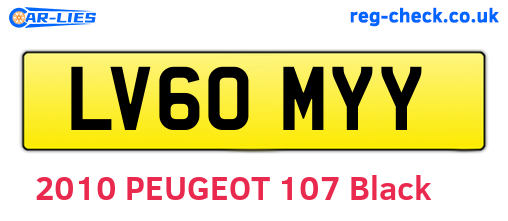 LV60MYY are the vehicle registration plates.