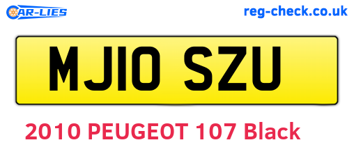 MJ10SZU are the vehicle registration plates.