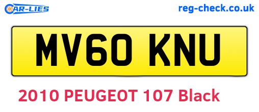MV60KNU are the vehicle registration plates.