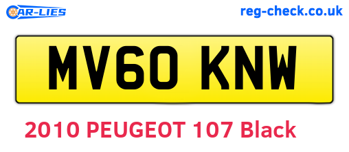 MV60KNW are the vehicle registration plates.