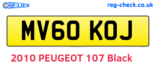 MV60KOJ are the vehicle registration plates.