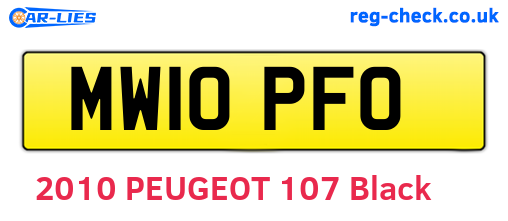 MW10PFO are the vehicle registration plates.