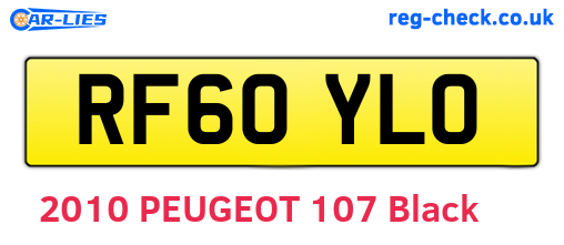 RF60YLO are the vehicle registration plates.