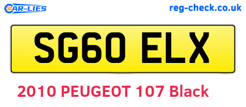 SG60ELX are the vehicle registration plates.