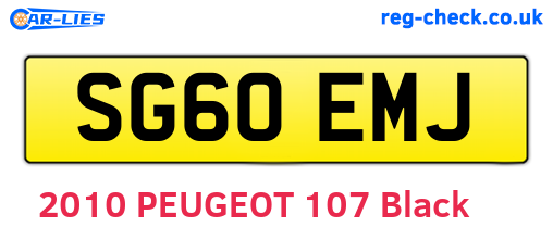SG60EMJ are the vehicle registration plates.