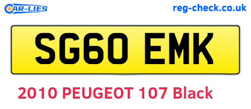 SG60EMK are the vehicle registration plates.