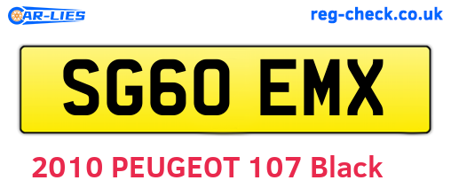 SG60EMX are the vehicle registration plates.